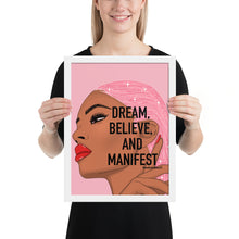 Load image into Gallery viewer, &quot;Dream,believe and manifest&quot; Framed poster by Maraillustrations
