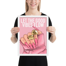 Load image into Gallery viewer, &quot;Let the good vibes flow&quot; Framed poster by Maraillustrations
