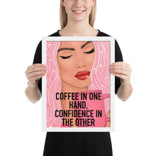 Load image into Gallery viewer, &quot;Coffee in one hand&quot; Framed poster by Maraillustrations
