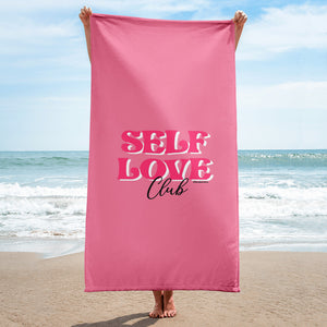 "Self love club" Beach Towel by Maraillustrations
