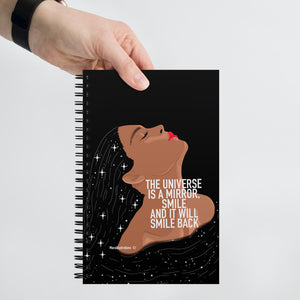 "The universe is a mirror" Spiral notebook by Maraillustrations
